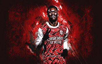 Folarin Balogun, Arsenal FC, English footballer, portrait, red stone background, football, England, grunge art HD wallpaper