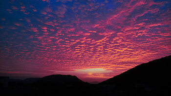 Nature, Sunset, Clouds, Hills, Evening, Porous HD wallpaper
