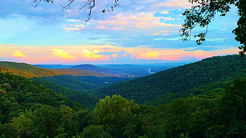Huntsville, Alabama - Monte Sano, late afternoon, hills, clouds, trees, colors, sky, forest, sunset, usa HD wallpaper