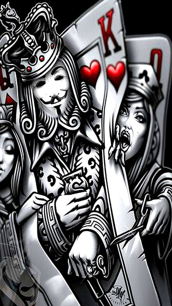 King Queen, Poker Queen, black and white HD phone wallpaper