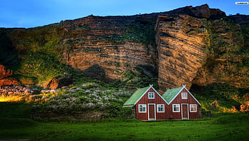 mountain houses, grass, houses, tree, mountain HD wallpaper