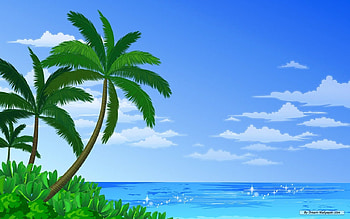 Beach, abstract, palm, painting, art HD wallpaper