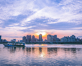 Cities, Sunset, Sea, Architecture, City, Skyscrapers HD wallpaper