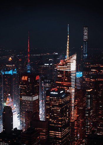 Cities, Night, Architecture, City, Building, View From Above, Skyscrapers HD phone wallpaper