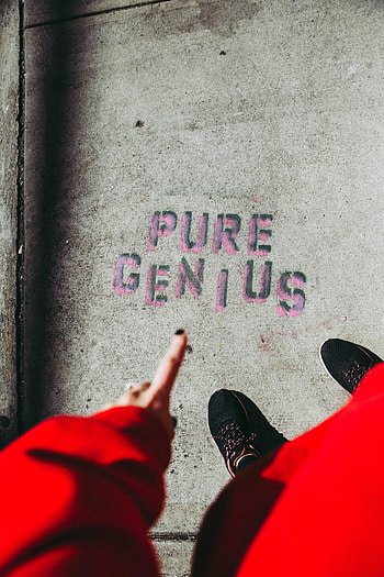 Words, Sneakers, Inscription, Gesture, Genius HD phone wallpaper