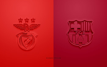 SL Benfica vs FC Barcelona, 2021, UEFA Champions League, Group E, 3D logos, red burgundy background, Champions League, football match, 2021 Champions League, SL Benfica, FC Barcelona HD wallpaper