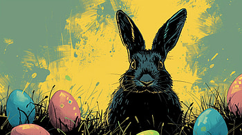 Easter Bunny and Colorful Eggs, Easter, easter bunny, easter egg, rabbit, colorful eggs HD wallpaper
