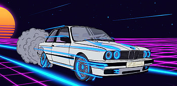 Bmw Outrun, bmw, cars, artist, artwork, digital-art, retrowave, synthwave HD wallpaper