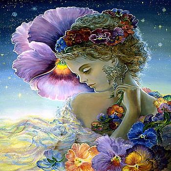 Pansy, josephine wall, fantasy, art HD wallpaper