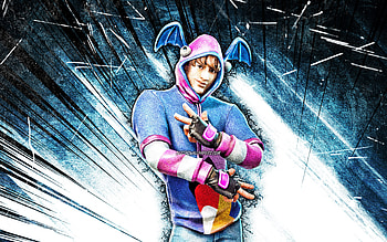 K-Pop, grunge art, Fortnite Battle Royale, Fortnite characters, purple abstract rays, K-Pop Skin, Fortnite, K-Pop Fortnite HD wallpaper