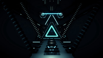 Dark, Neon, Glow, Corridor, Triangle HD wallpaper