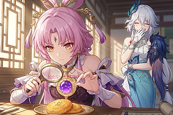 Genshin Impact - Fu Xuan & Yao Guang: Anime Tea-Time, Video Game, Genshin Impact, Fu Xuan, Anime Girl HD wallpaper