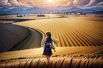 Anime Girl In Field, anime-girl, anime, field, artist, artwork, digital-art, pixiv HD wallpaper