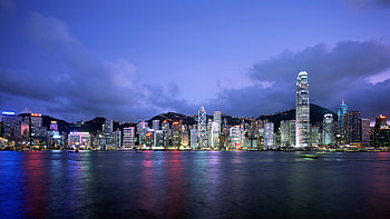 Hong Kong skyline, Captivating cityscape, Architectural beauty, Illuminated buildings HD wallpaper