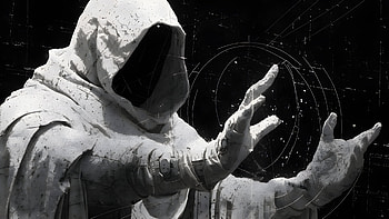 Hooded Specter — B&W Quad, dark, dark character, Black & White, white HD wallpaper