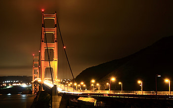 Cities, Water, Houses, Bridges, Roads, Sea, Night, Usa, Lights, Shine, Light, Road, Ocean, United States, America, States HD wallpaper