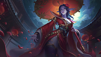 Fantasy girl, blue, fantasy, hao cheng, elise, red, parasol, girl, da qiao HD wallpaper