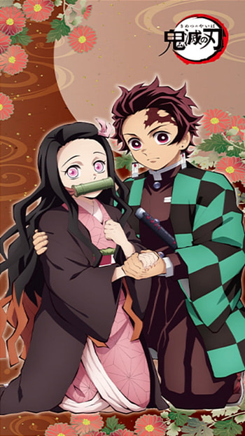 Tanjiro and Nezuko, hair, pink HD phone wallpaper