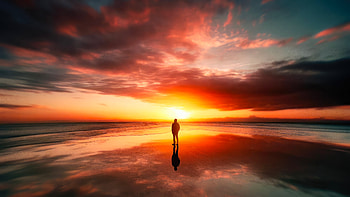 Embracing Ocean Bliss Surrendering To The Serenity Of The Sea, alone, sunset, sunrise, artist, artwork, digital-art HD wallpaper
