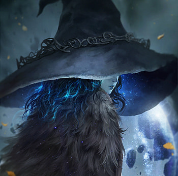 Ranni, frumusete, fantasy, gorgeous, girl, yiones, hat, blue, witch, superb HD wallpaper