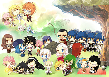 Chibi, Fairy Tail, Mirajane and Jellal, Mythical world HD wallpaper