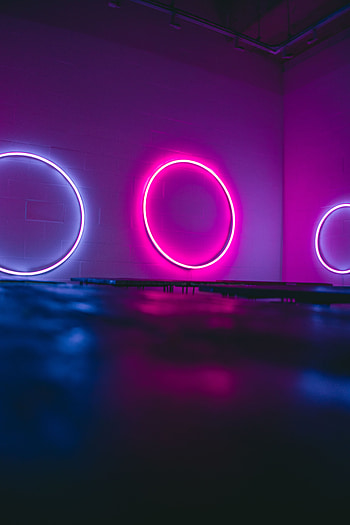 Rings, Dark, Shine, Light, Wall, Neon, Illumination, Backlight HD phone wallpaper