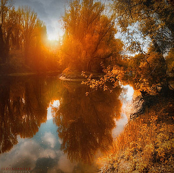 magical autumn, magical, trees, autumn, nature, lake, reflections, sunset HD wallpaper