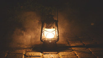 A Light in the Dark, brown, light, brick, lantern, vintage, dark HD wallpaper