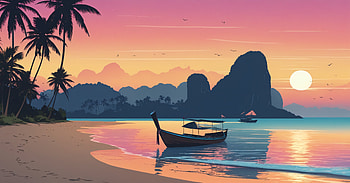 Paradise Found, boat, artist, artwork, digital-art, minimalism, minimalist, relaxing, nature, deviantart HD wallpaper
