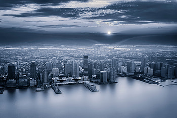 Cities, Sky, City, View From Above, Shore, Bank, Grey HD wallpaper