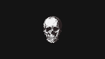 Skull, bw, minimal, art HD wallpaper