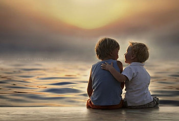 Forever Friends!, sea, infinity, friendship, sunset, forever HD wallpaper