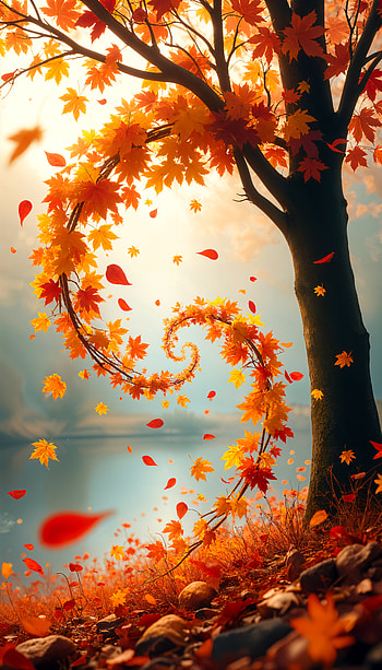 Autumn Whirl: A Captivating Fall , fall, Autumn, leaf, tree, nature HD phone wallpaper