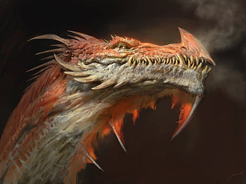 Red dragon, fantasy, art, red, antonio j manzanedo, dragon, luminos HD wallpaper