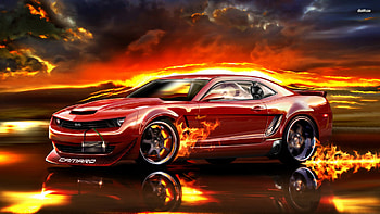 chevrolet camaro ss, chevrolet, camaro, nature, flames HD wallpaper