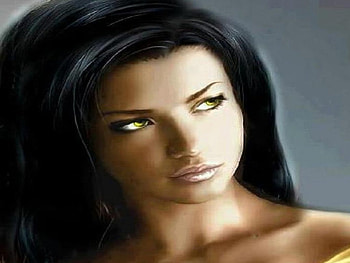 Beauty Woman, eyes, cute, black hair, look HD wallpaper