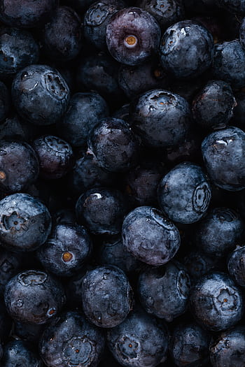 Vibrant close-up of fresh organic blueberries showcasing their rich texture and color. HD phone wallpaper