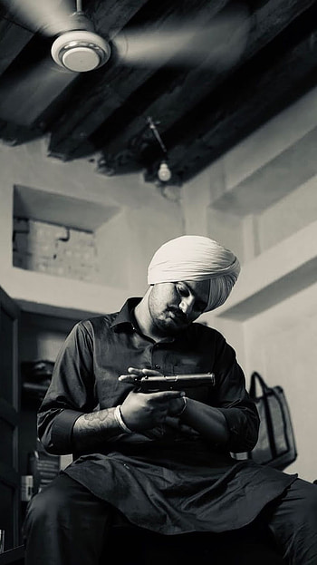 Sidhu Moose Wala, Black And White, Sidhu With Gun HD phone wallpaper