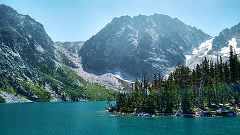 Colchuk Lake, Washington, landscape, trees, sky, water, mountains, usa HD wallpaper