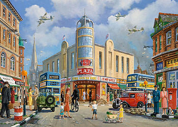 Now Showing...., military, cinema, , people, planes, buses, war time, retro, vintage, vans HD wallpaper