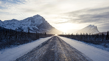 Winter Road Mountains , mountains, winter, road, nature HD wallpaper