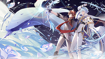 Kamisato Ayato Tartaglia Childe Space Background Genshin Impact HD wallpaper