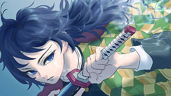 Blue Eyes Giyuu Tomioka With Sword Demon Slayer Kimetsu no Yaiba HD wallpaper