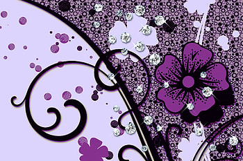 Diamonds & Lace, Abstract, Swirls, hop, Flowers, Diamonds, Purple HD wallpaper