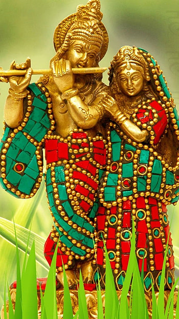 Radha Krishna , Beautiful, Radha Krishna, grass background HD phone wallpaper