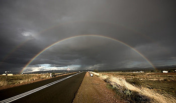 rainbow,abstract,road,nature,dark sky, abstract, arainbow, road, nature, dark sky HD wallpaper