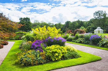 Spring, trees, garden, flowers HD wallpaper