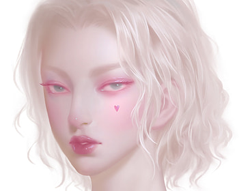 Girl, pink, blonde, fantasy, art, face, jiacai, jia cai HD wallpaper