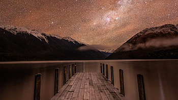 Mountains Relfection Night Stars , mountains, nature, stars HD wallpaper