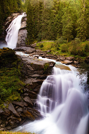 Waterfall stream, forest, nature HD phone wallpaper